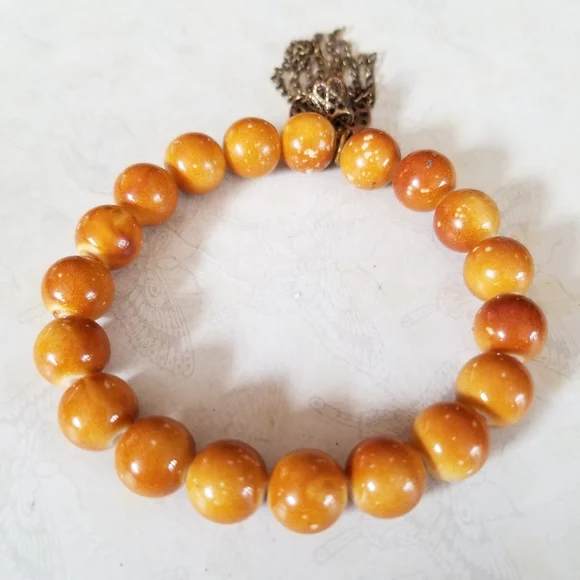 Hand Crafted Boho Beaded Gold Tone Charm Stretch Bracelet - Picture 10 of 16